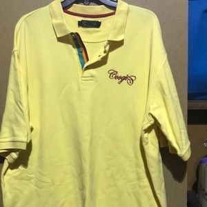 Coogi men’s yellow short sleeve shirt (size XXL)